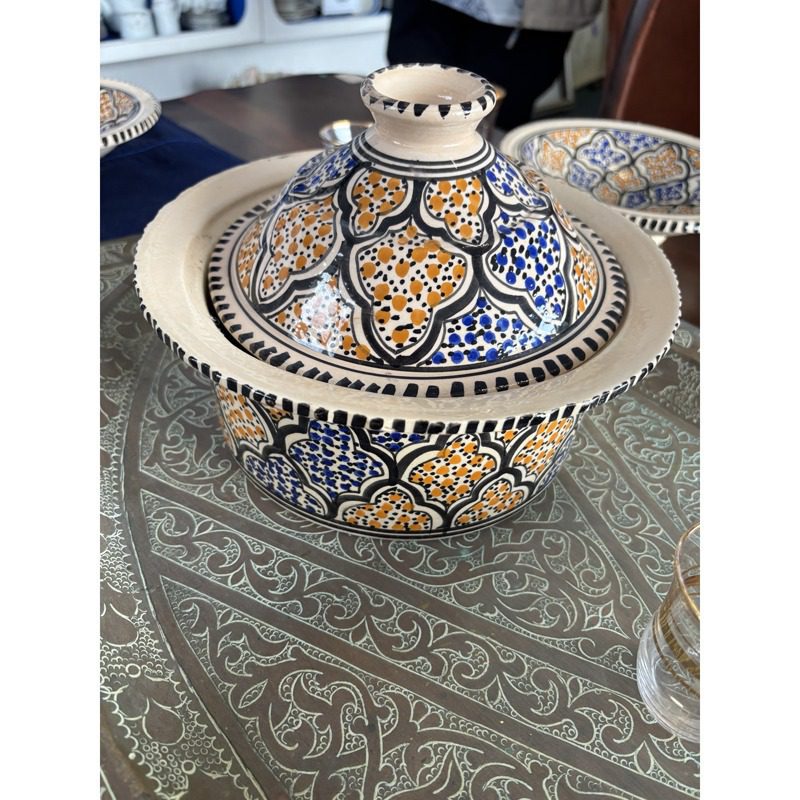 Hand-Painted Tunisian Ceramic Serving Set with Serving Platter - Image 2
