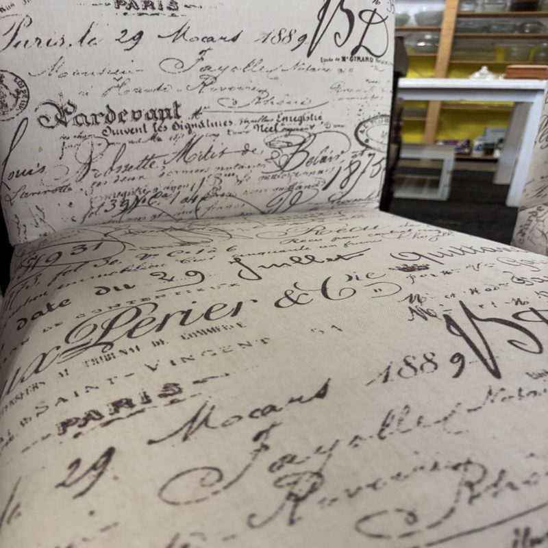 Set of 2 Upholstered Script Print Dining Chairs - Image 6