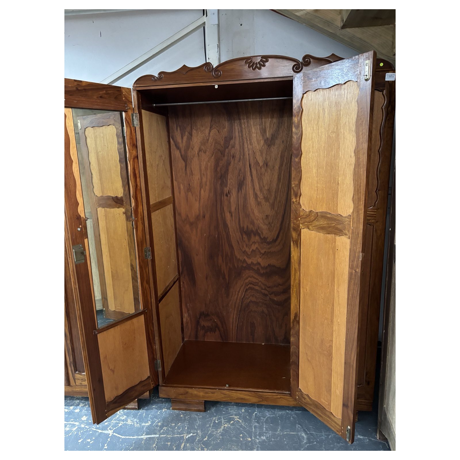 Vintage Solid Wood 3 Door Wardrobe with Drawers - Image 3