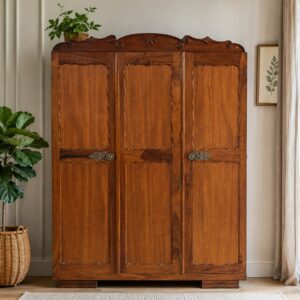 Vintage Solid Wood 3 Door Wardrobe with Drawers