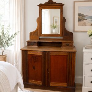 Vintage Dressing Table with Mirror & Storage Cabinet