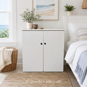 White 2 Door Storage Cabinet with Fish Knobs