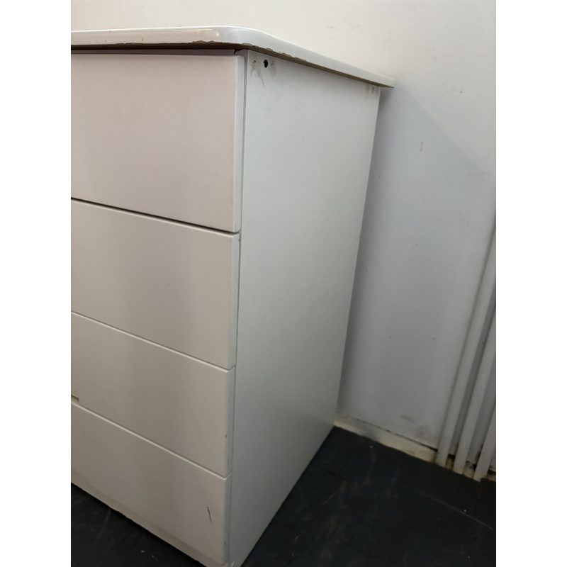 White 4-Drawer Cabinet with Side Cupboard - Image 3