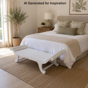 Classic White Wooden Cleopatra Bench