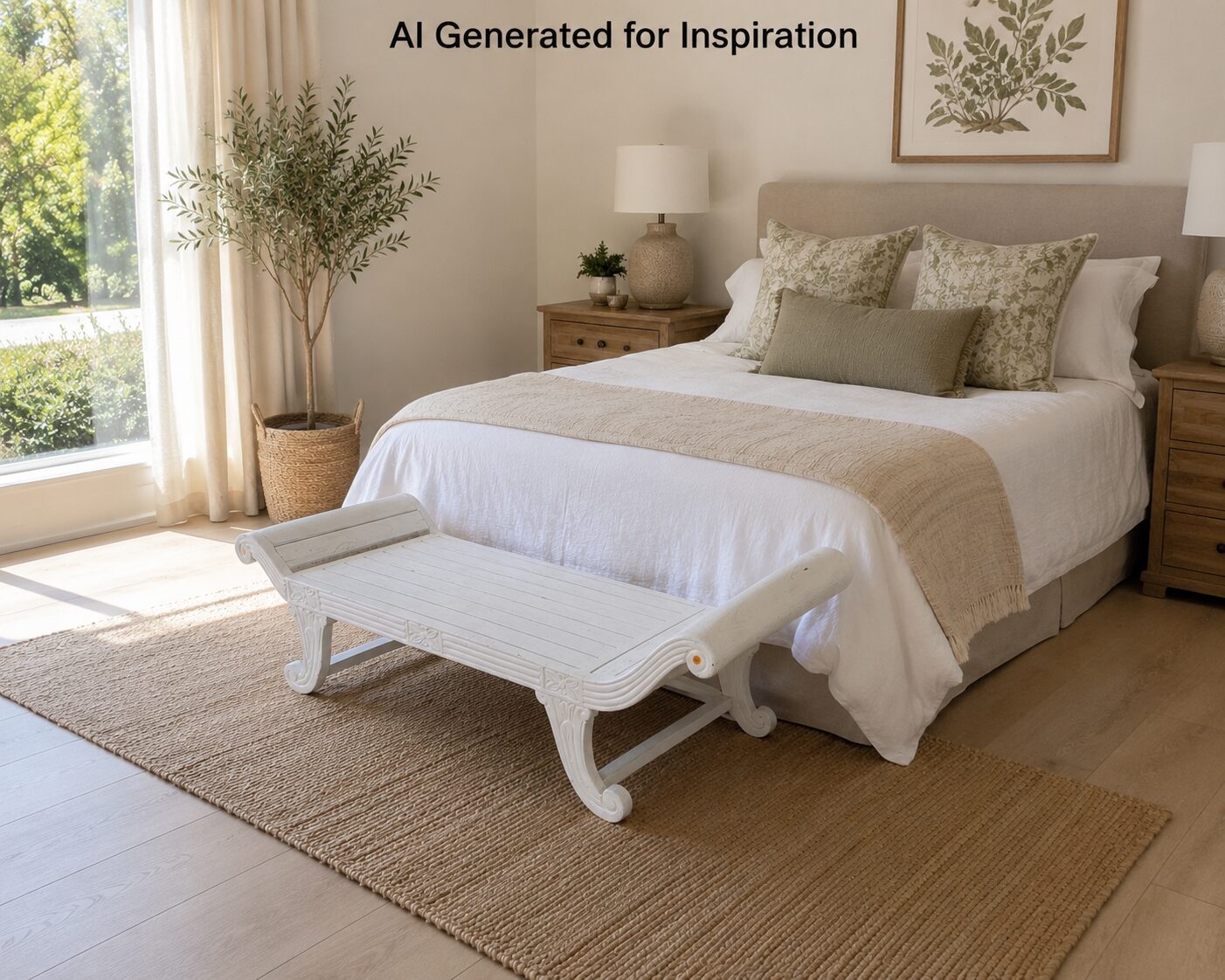 Classic White Wooden Cleopatra Bench