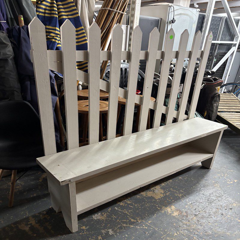 White Wooden Hall Bench with Storage Shelf - Image 2