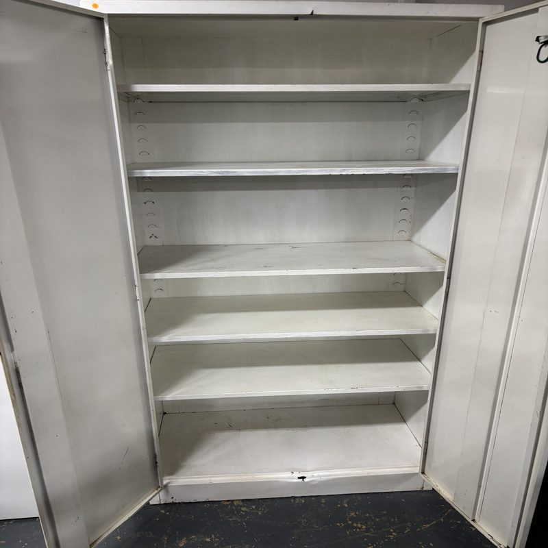 White Lockable Steel Stationery Cabinet with Adjustable Shelves - Image 2